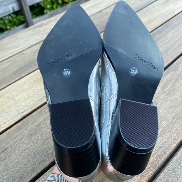 Calvin Klein New Silver Booties Cowboy Boots Western Women Size 6.5M Pointed Toe - Picture 6 of 11